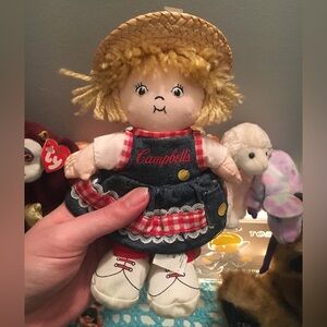 Kids Plush Doll in Blue and Red Dress